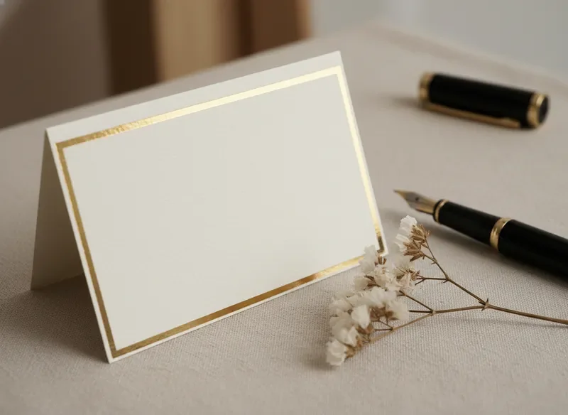 Elegant memorial stationery with gold foil details